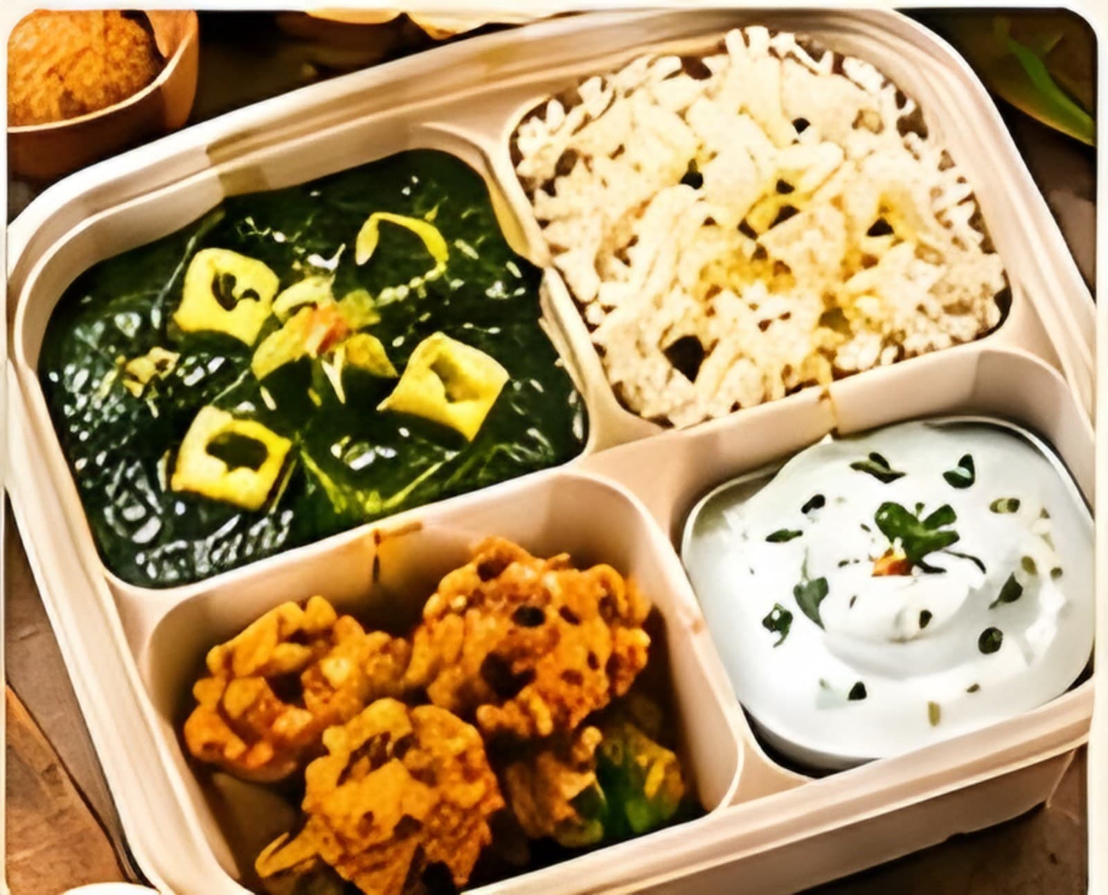 Palak Paneer Vegetarian Box — Platter style